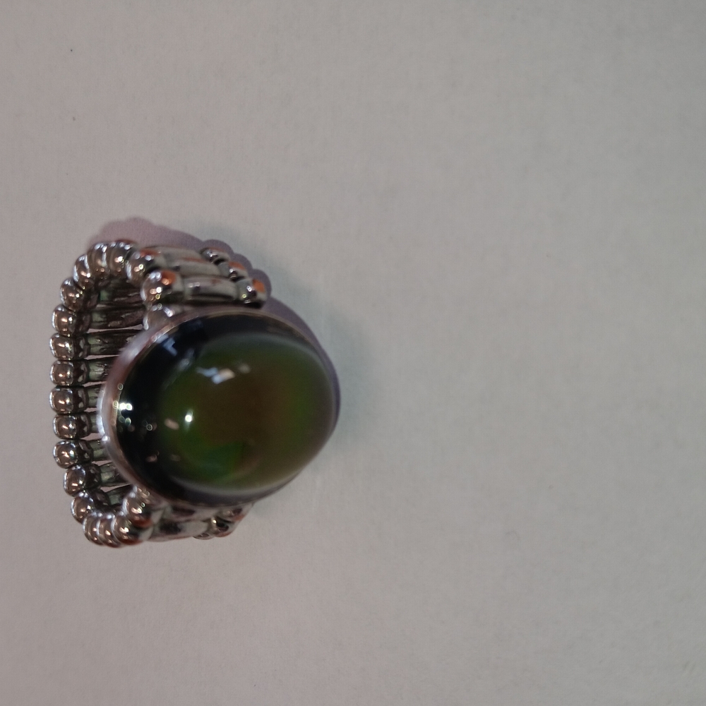 Vintage Green Gemstone Silver Ring